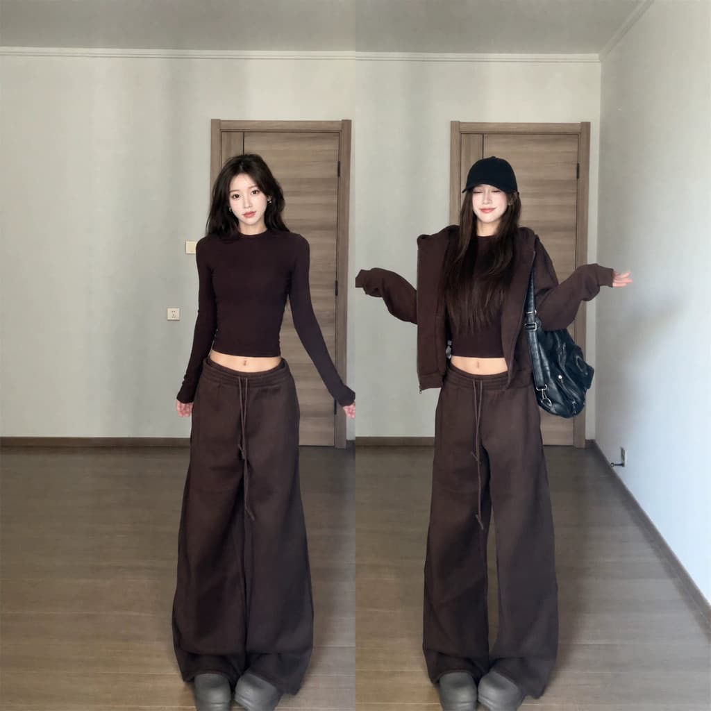 Moletom feminino conjunto de três peças outono Casual solto estilo preguiçoso oversize calças superiores conjunto