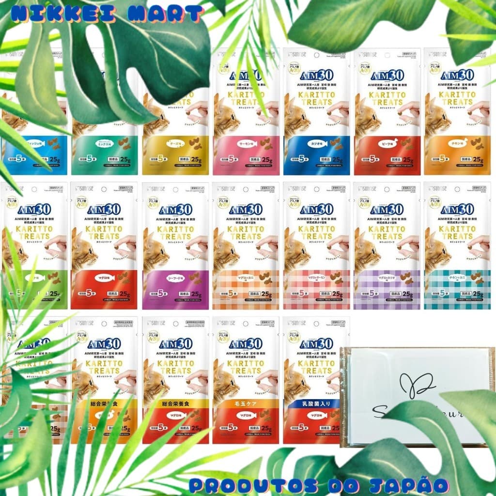 Petisco Crocante para Gatos Soi couleur AIM30 - Kit 8 Sabores Variados - Snack Saudável Felino Original Japão