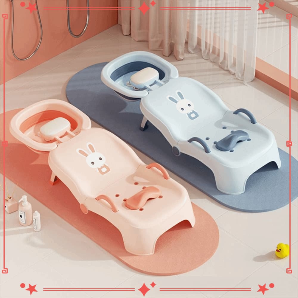 Cadeira De Shampoo Infantil , Cama Dobrável De Piscina De Cabelo De Bebê Com Padrão De Coelho , Banheira De Assento De B