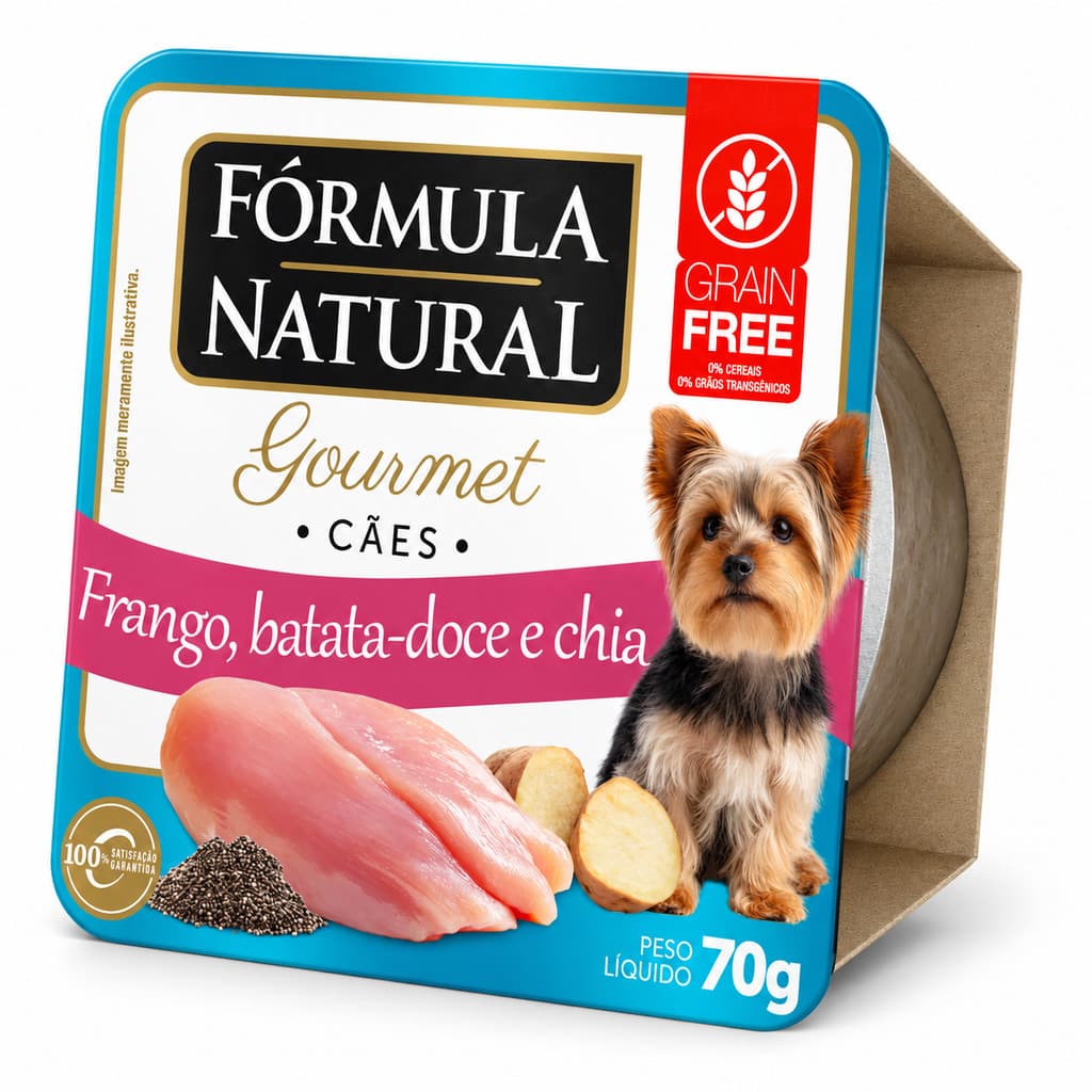 Ração Úmida Para Cachorro Fórmula Natural Gourmet Frango Batata Doce Chia 70g