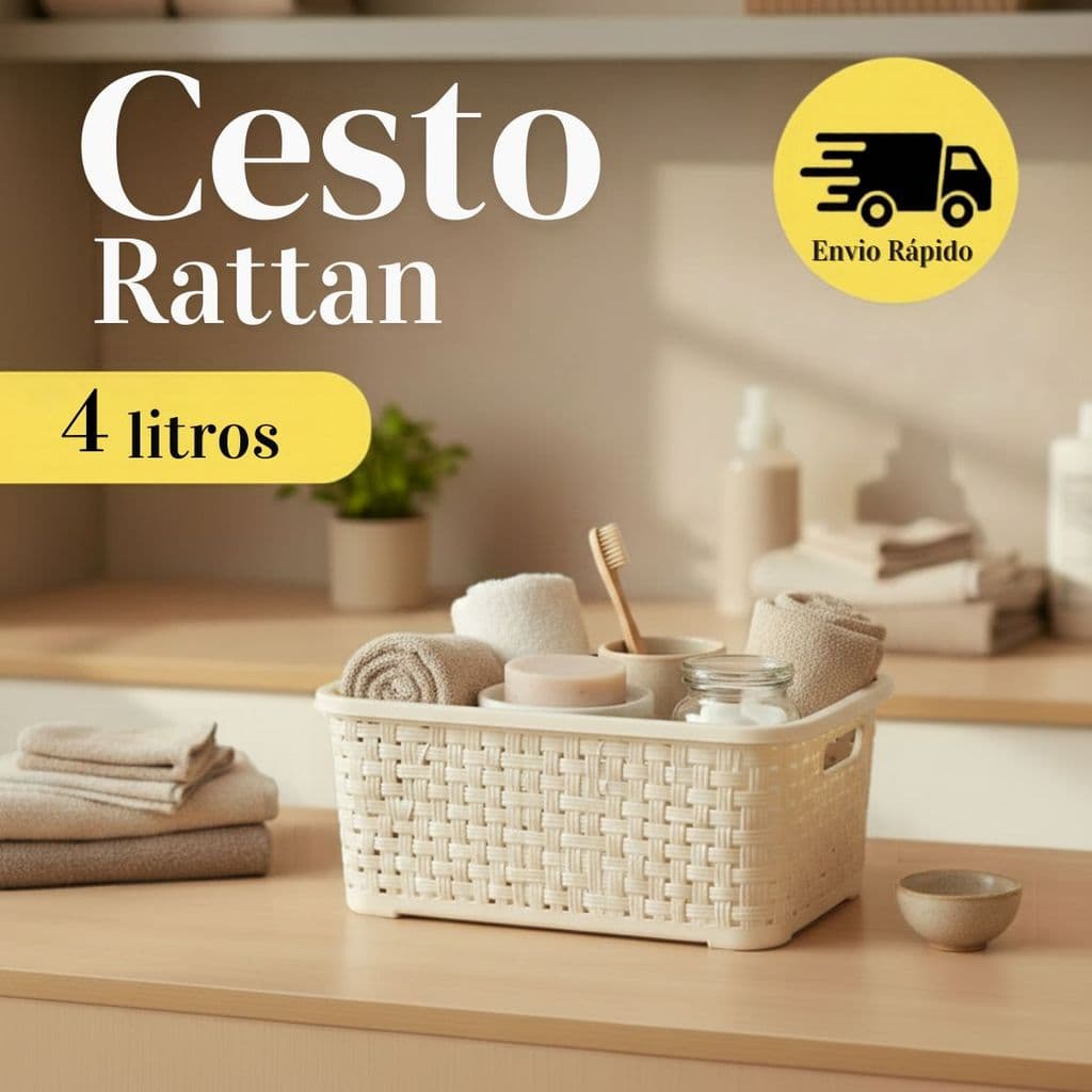 Kit 5 a 10 Cestos Caixa Organizadora Com Tampa 4 Litros Rattan Multiuso Branco Para Gaveta Closet Banheiro