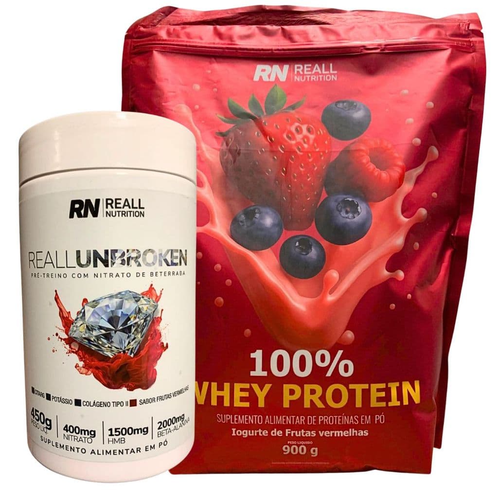 Kit Suplemento Whey + Pré-Treino Reall Nutrition Crescimento