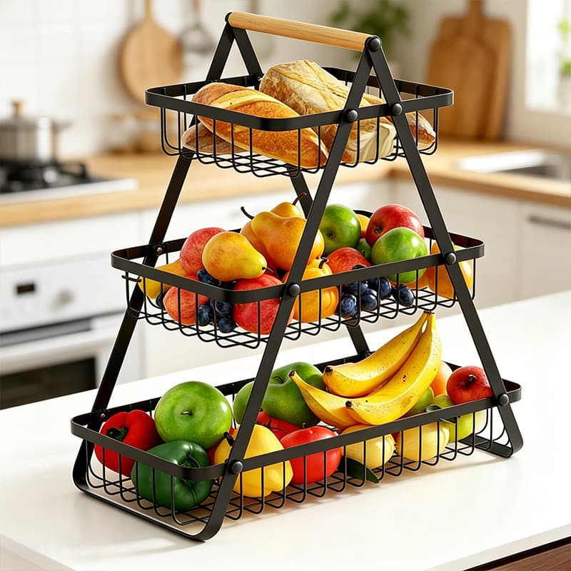 Fruteira De Mesa Aramada Metal 2 3 Andares Luxo Premium Organizador Multiuso Para Cozinha