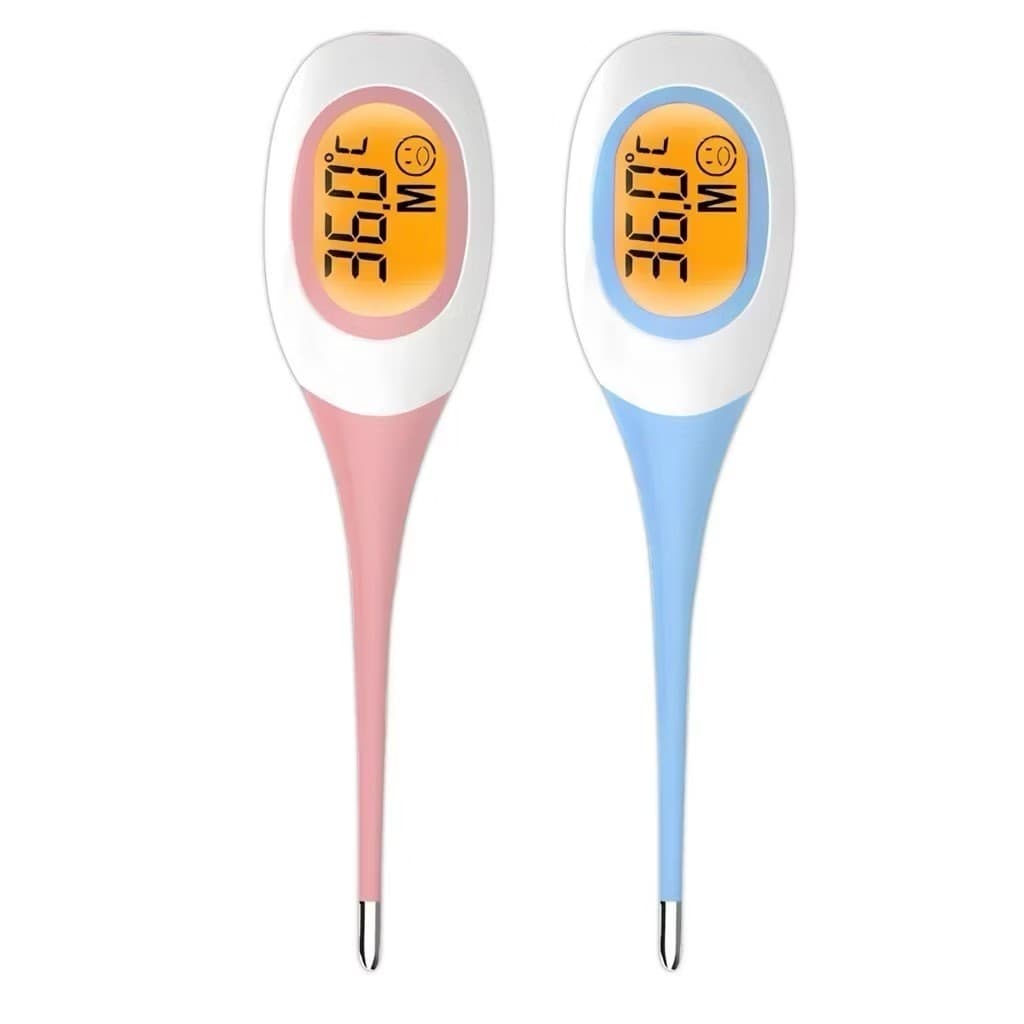 Termômetro Digital Infantil Para Bebês Ultra Rápido Clínico Flexível Ponta Macia Silicone Adulto Rosa e Azul