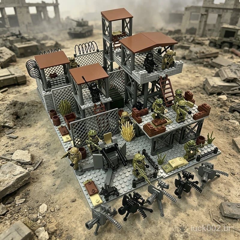 1.000 peças de blocos de montar militares Lego, base de fortaleza, torre de observação com apito, brinquedo de montar pa