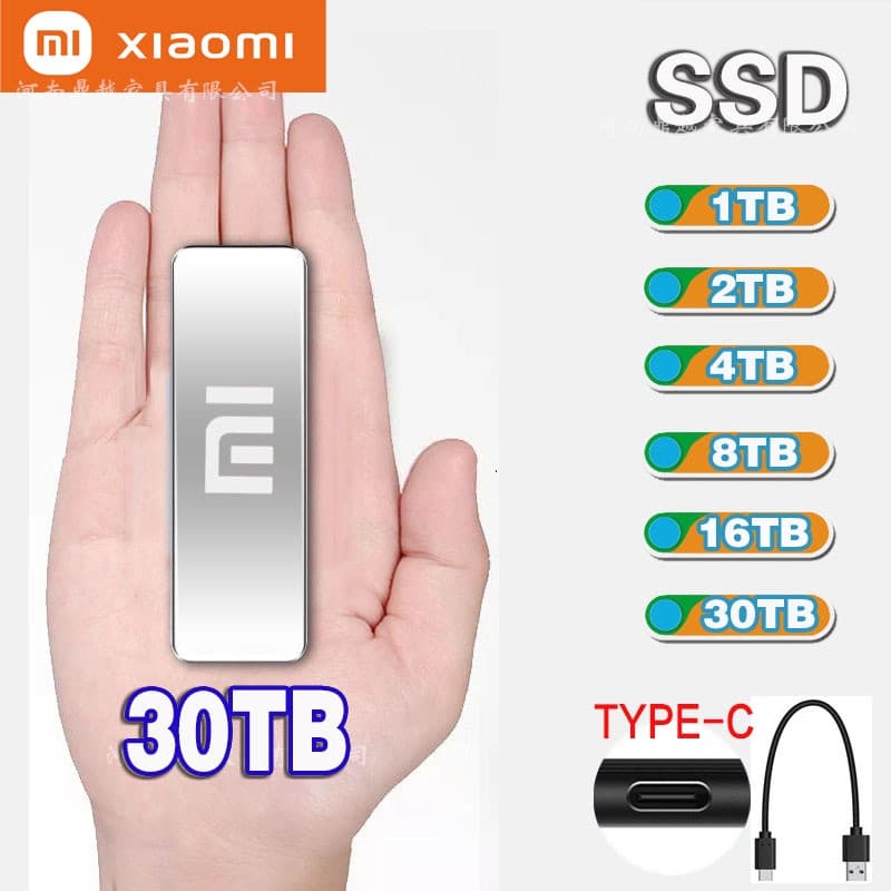 ⚡️ Disco Rígido Externo 30TB Portátil SSD Unidade De 16TB USB3.1 1TB/2TB/4TB/8TB Para Memória De Armazenamento De Dados 