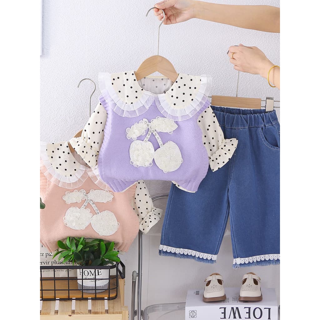 2026 meninas primavera moda terno bebê menina primavera outono terno de três peças do bebê crianças roupas da menina rua