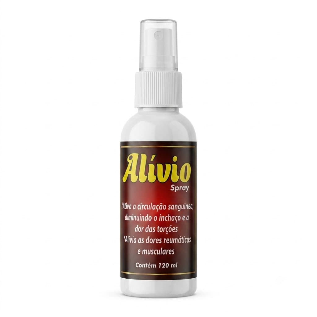 Spray Alívio 120ml Massageador Dores Musculares Reumáticas Torções Inchaço Cânfora Mentol Guaiacol