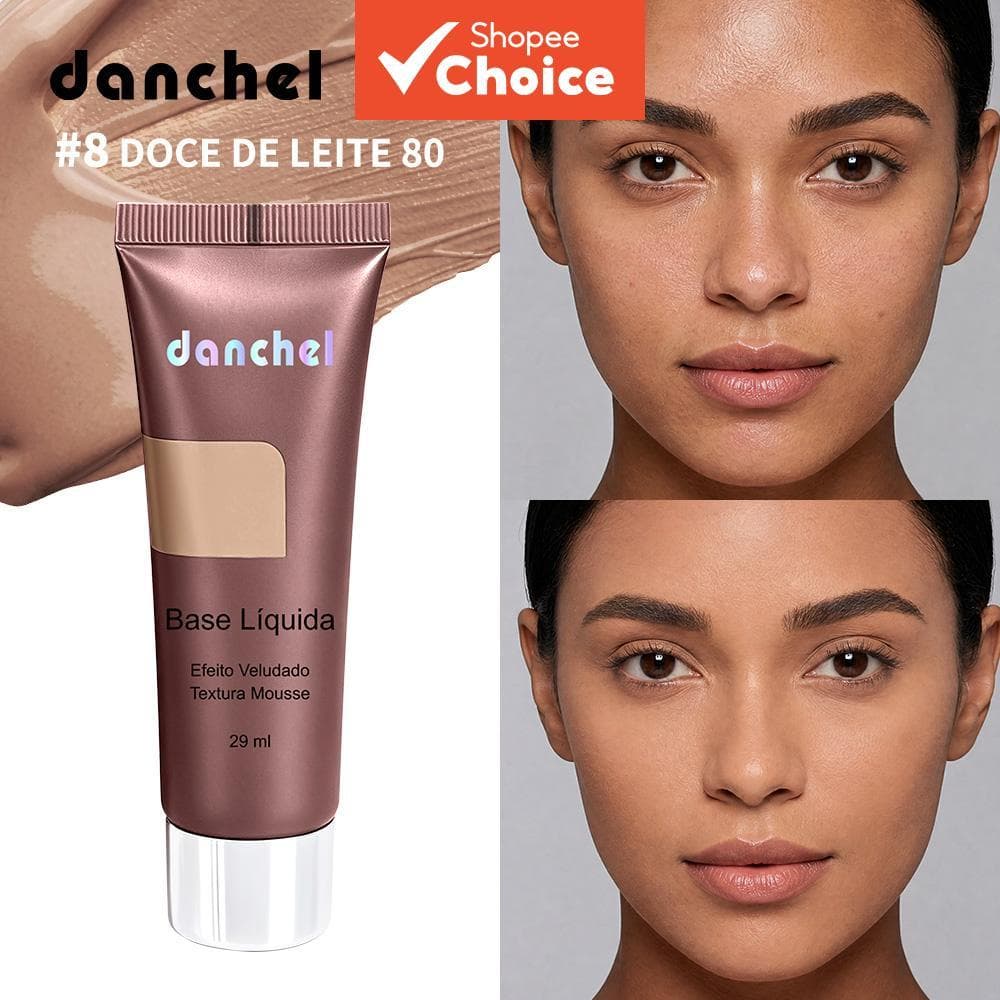Danchel Mousse Base Líquida Facial Efeito Aveludado, Matte, Controle de Oleosidade, Longa Duração, Toque Leve,