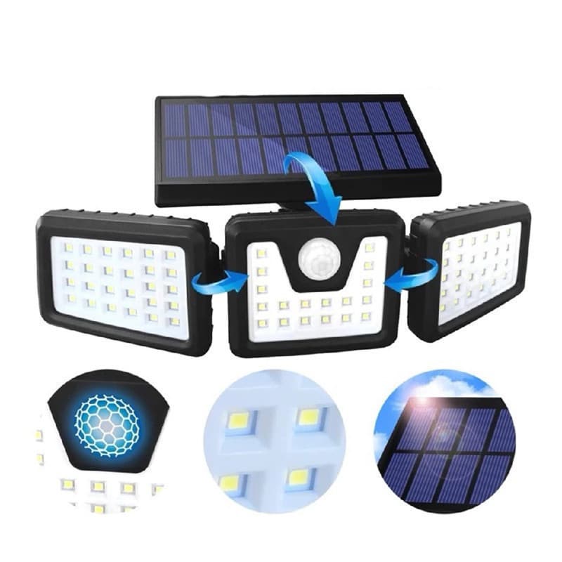 Luminária Solar LED com Sensor de Movimento – 283mm, 150 LEDs Ângulo Ajustável à Prova d’Água DKL