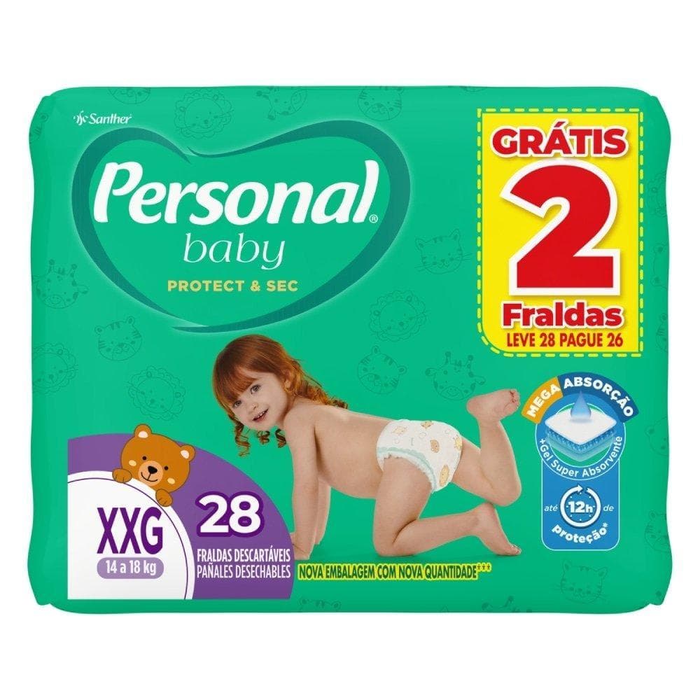 Fralda Descartável Personal Soft & Protect Mega Tamanho XXG - 9 Pacotes com 28 Fraldas - Total 252 Tiras