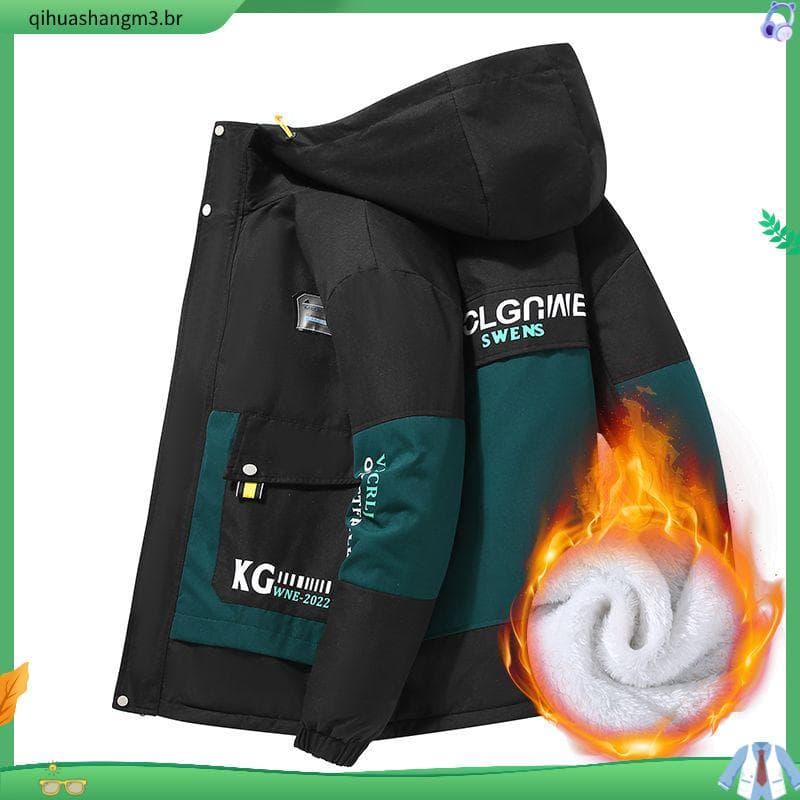 Forro de lã engrossado algodão acolchoado jaqueta com capuz outono inverno jaqueta masculina com capuz jaqueta acolchoad