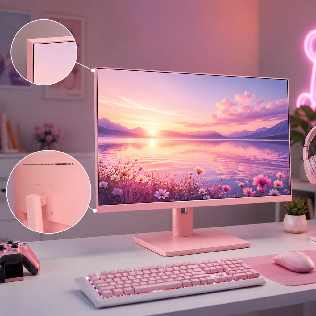 Monitor Gamer Rosa 24" IPS Full HD 100Hz 1ms AMD FreeSync HDMI VGA Aitek DELTA-M2410RA
