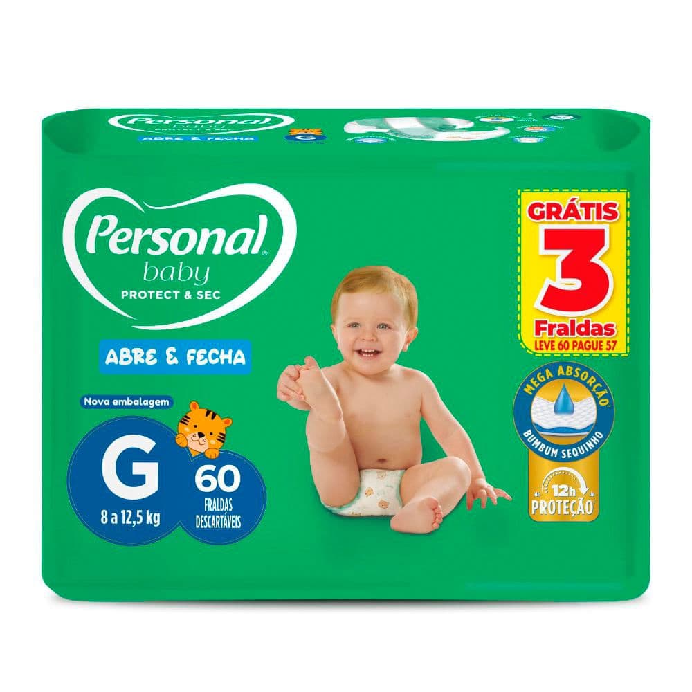 Fralda Personal Baby Protect & Sec Tamanho G Leve 60 Pague 57 Fraldas Descartáveis
