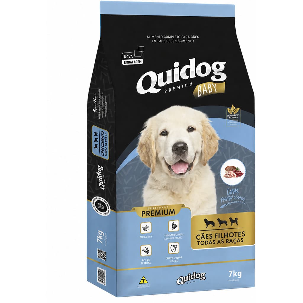 Ração Premium Quidog Baby 7kg Cachorro Filhote Sabor Carne Para Crescimento Saudável