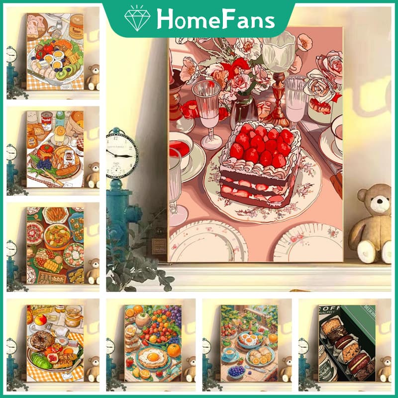 Hffruit Tarde Tea 5D DIY Pintura Diamante Redondo Strass Ponto Cruz Decoração De Parede De Casa Kits De Artesanato De Ar