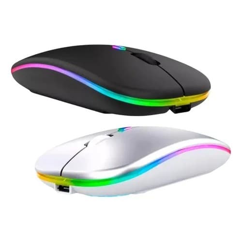 Mouse Sem Fio Recarregável Bluetooth 5.2 e Wifi 2.4Ghz LED RGB Dual Mode USB