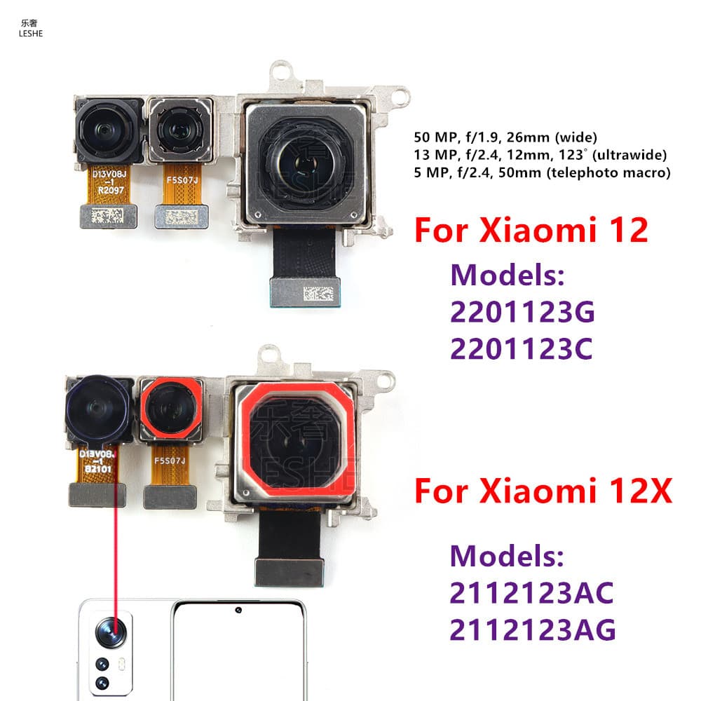 Câmera Traseira Para Xiaomi 12 MI 12X Módulo De Principal Peças De Reparo De Smartphone