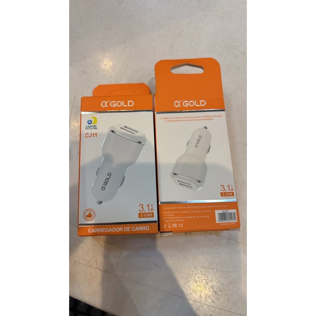 Carregador Veicular 2 Saídas USB Carga Rápida Adaptador de Isqueiro para Carro