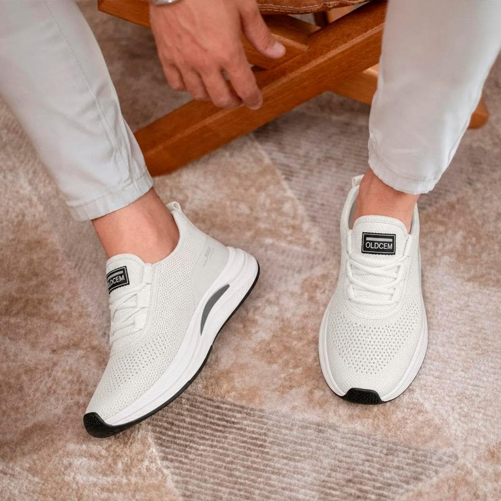 Tênis Masculino Casual Esportivo Cores Branco Vermelho Preto Dourado Confortável Dia a Dia Calçado Urbano Estiloso