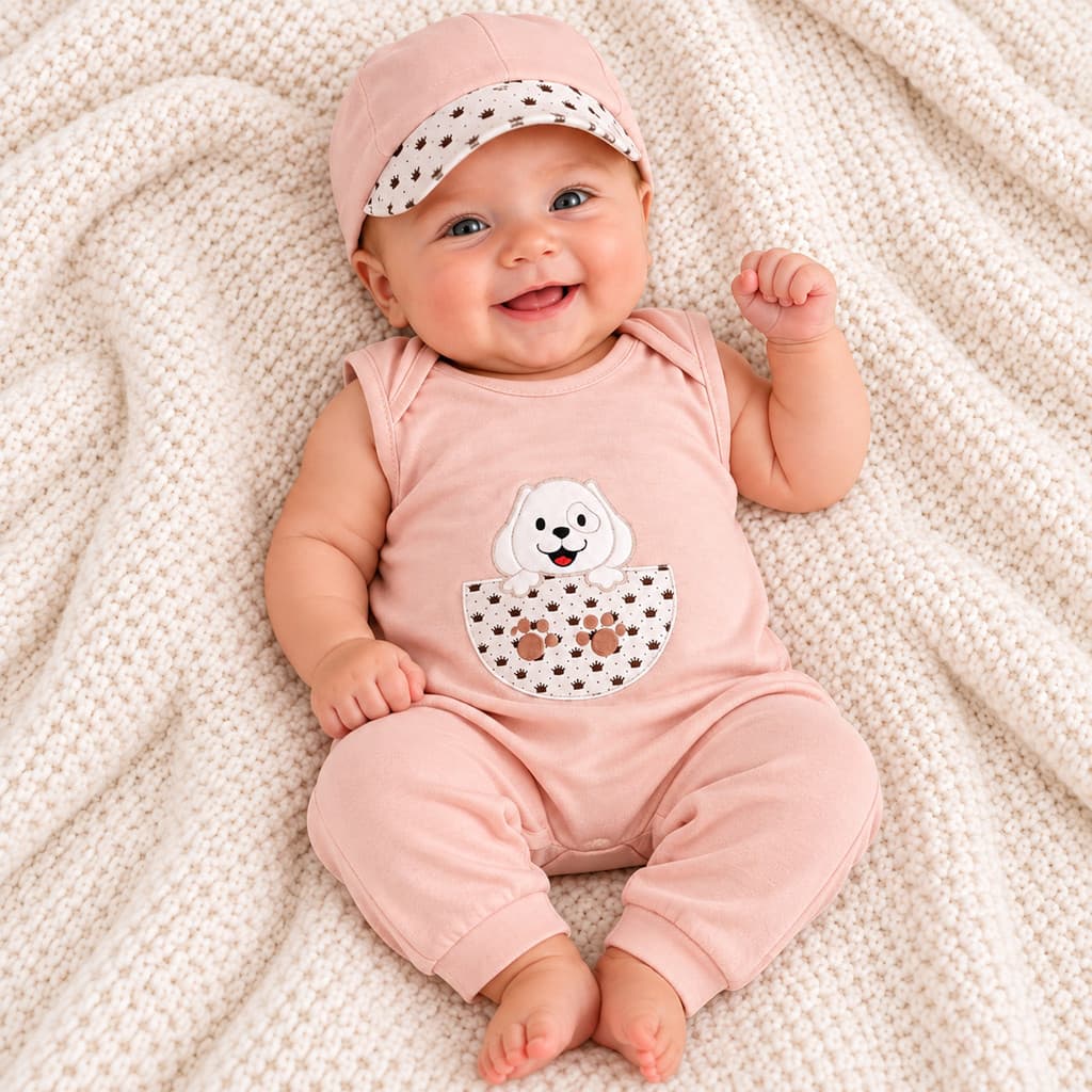 Macacão para Bebê Bordado Calor Menina Menino Malha Roupas de Bebê Filhote