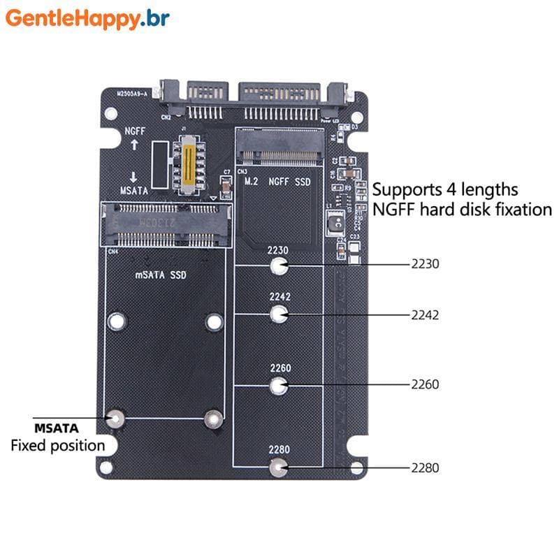 GentleHappy NGFF Para SATA 3 Gabinete HDD Externo Adaptador MSATA SSD M . 2 Placa Adaptadora De Protocolo br