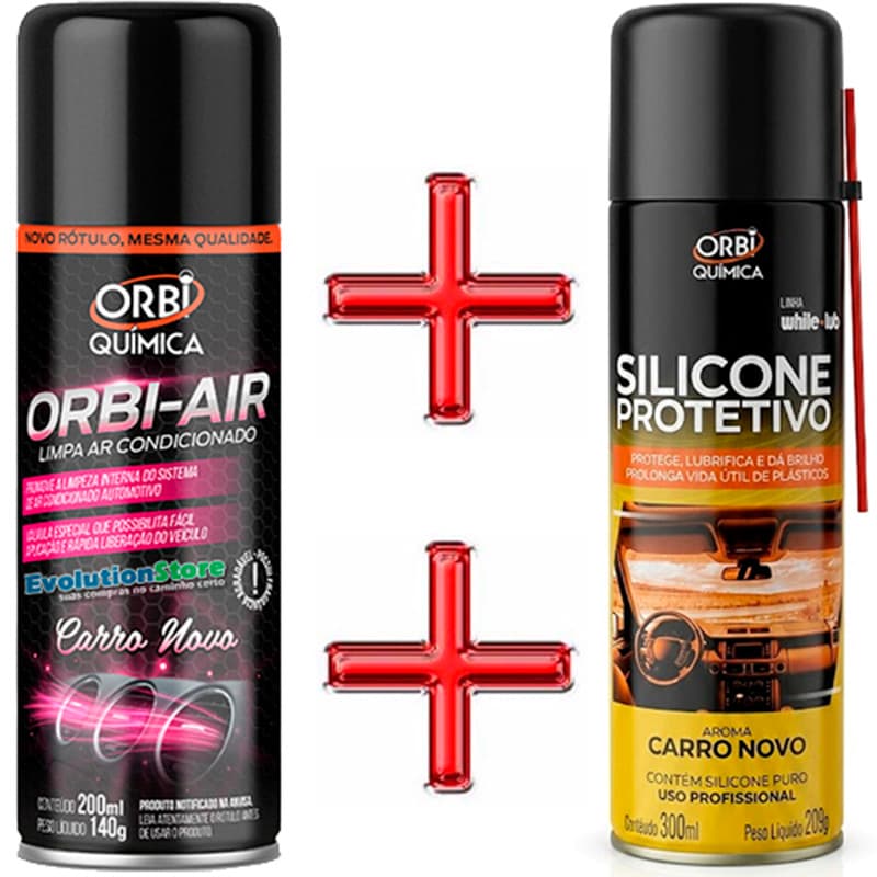 KIT Spray Limpa Ar Condicionado Carro Novo + Silicone Carro Novo