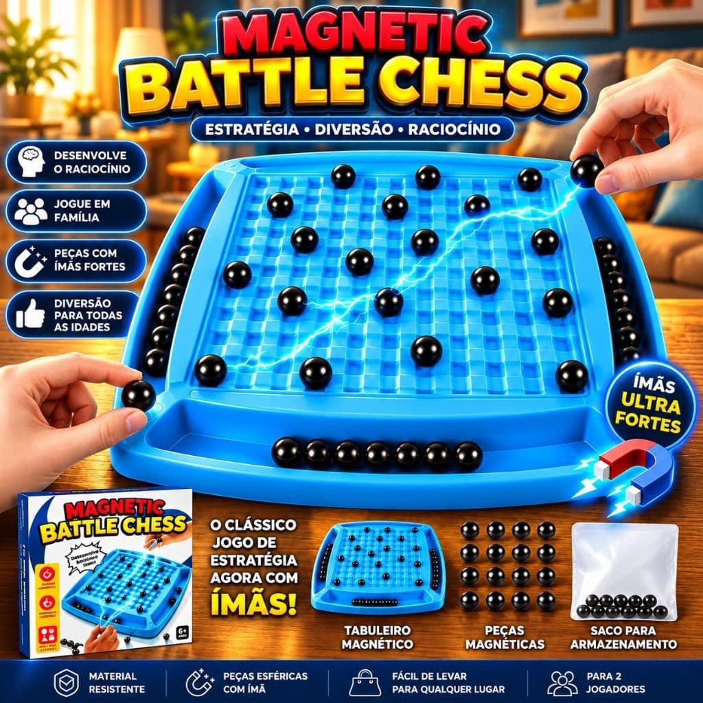 Jogo Magnético Estratégico Infantil Educativo Tabuleiro Inteligente Roleta 20 Bolas Xadrez Família