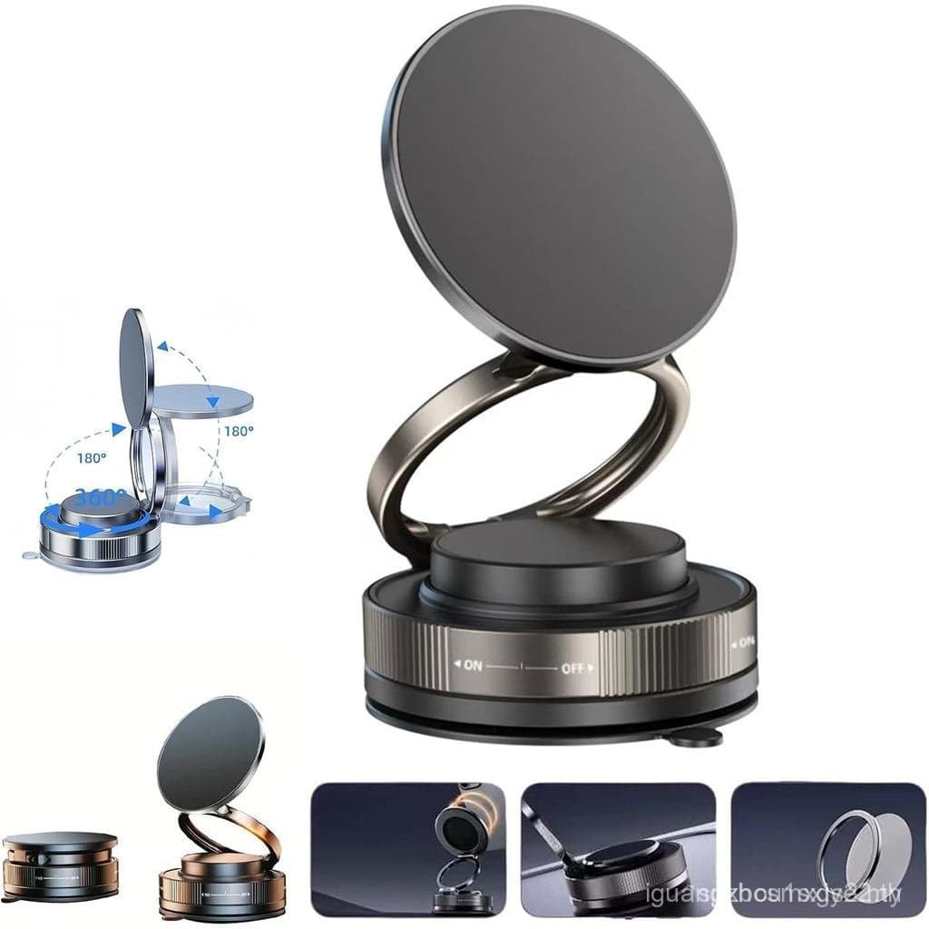 Suporte magnético para celular de carro com vácuo 360 °   Suporte magnético ajustável, dobrável e portátil para telemóve