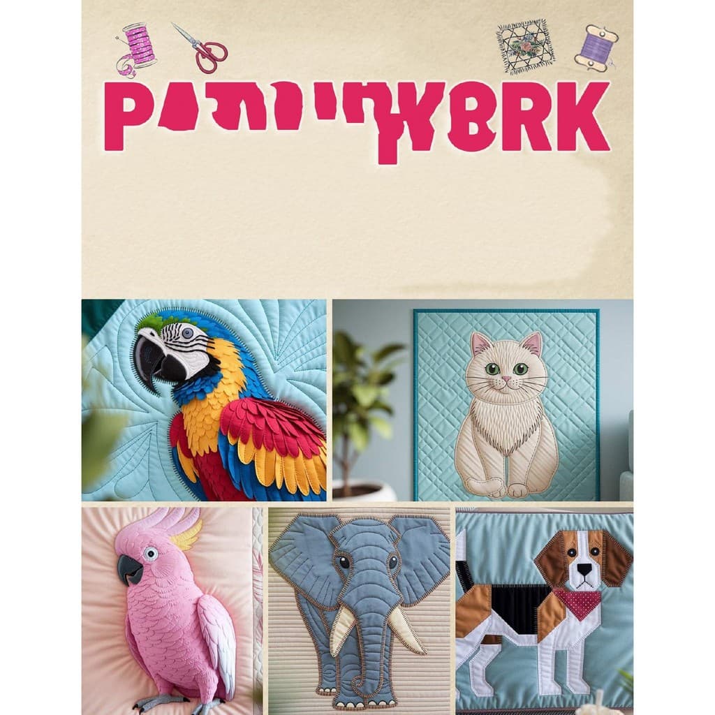 PATCHWORK Feito à Mão PATCHWORK Pequeno Animal Padrão Tecido Costura Design PATCHWORK