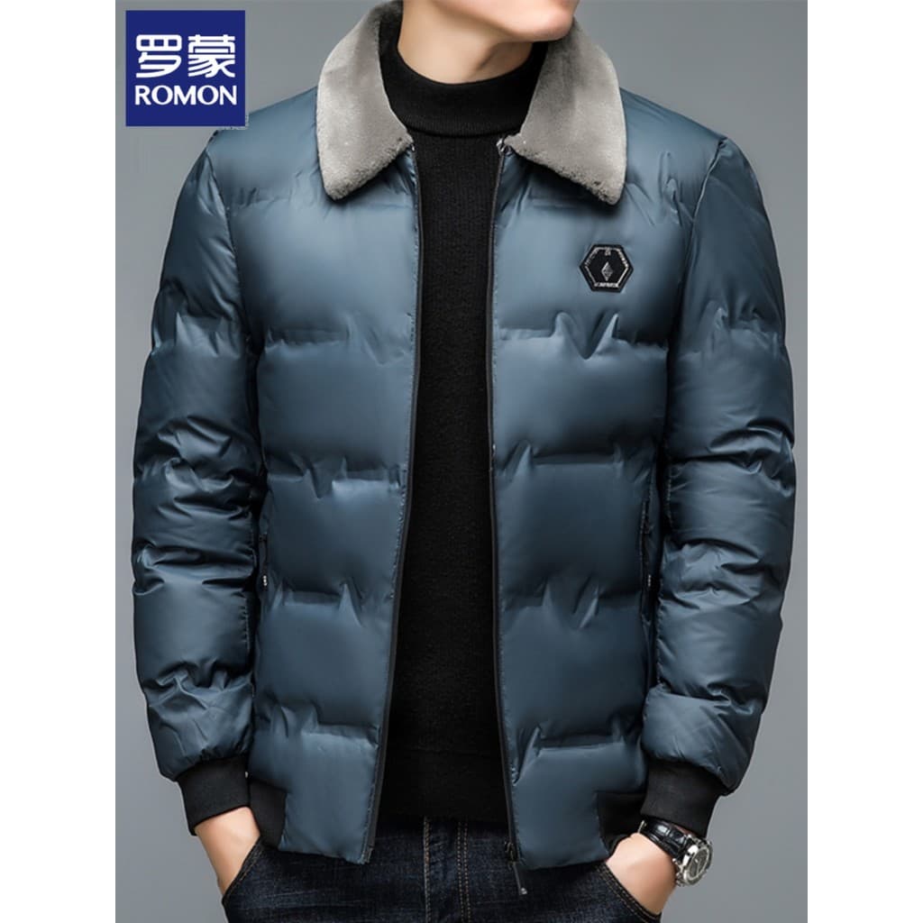 Lomon curto para baixo acolchoado jaqueta masculina inverno leve gola de pele jaqueta Casual quente acolchoado jaqueta r
