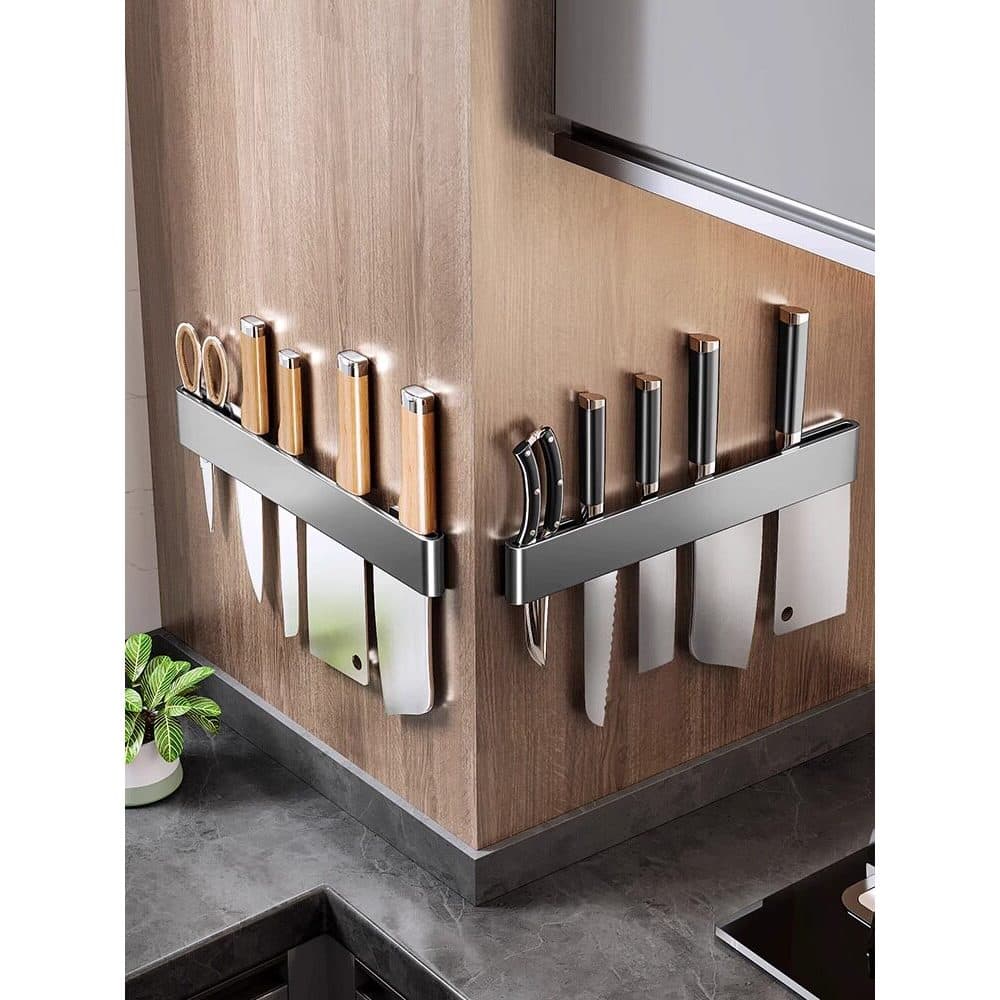 Prateleira de cozinha sem perfuração, suporte de faca de parede, rack de armazenamento, faca de inserção, prateleira de 