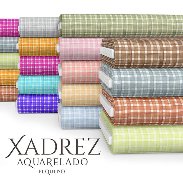 Tecido Tricoline Digital Estampado Xadrezes Aquarelados Infantil Costura Artesanato Patchwork