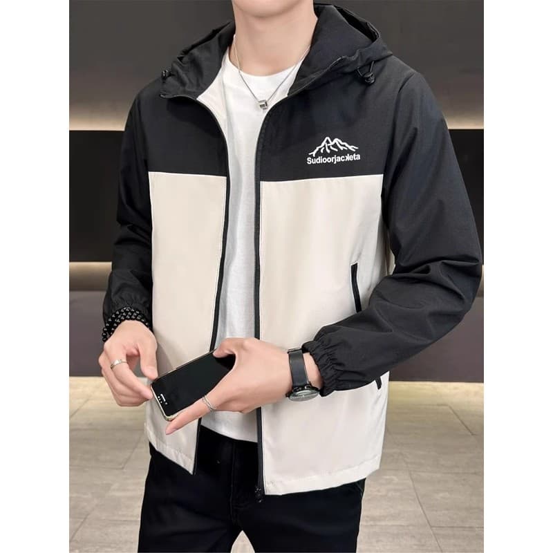 Primavera outono jaqueta masculina na moda jaqueta à prova de vento à prova dwindproof água jaqueta masculina fina solta