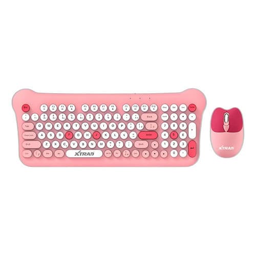 Teclado Mouse Kit Sem Fio 2.4ghz Design Gatinho Xd-616 Rosa