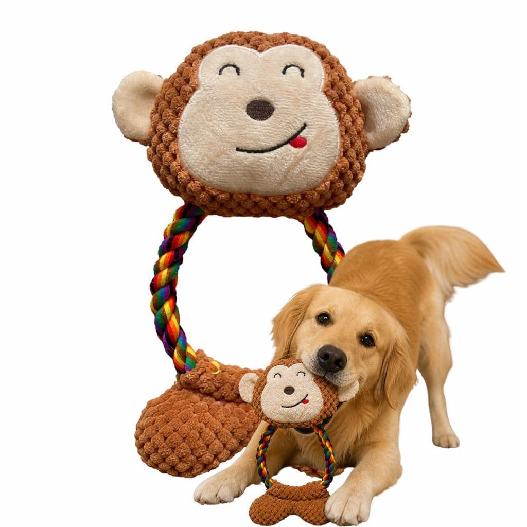 Brinquedo para Cachorro e Gato - Macaco de Pelúcia com Corda | Brinquedo Interativo para Pets
