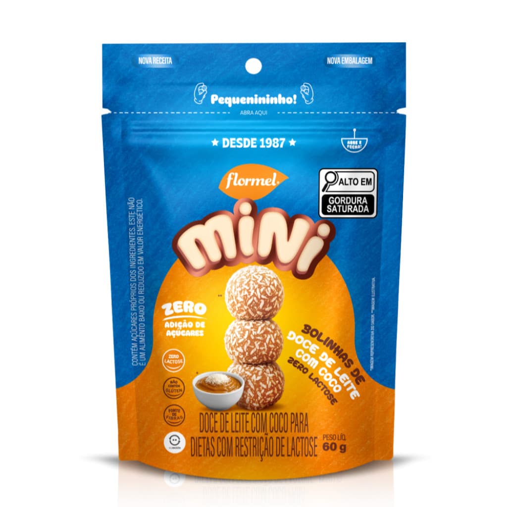 Doce de Leite Coco Zero Açúcar Zero Lactose Mini Bombom Lanche Sobremesa Saudavel Flormel 60 g