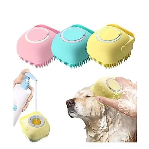 Esponja De Silicone Para Banho Com Dispenser Shampoo Sabonete Escova Pet Criança Adulto