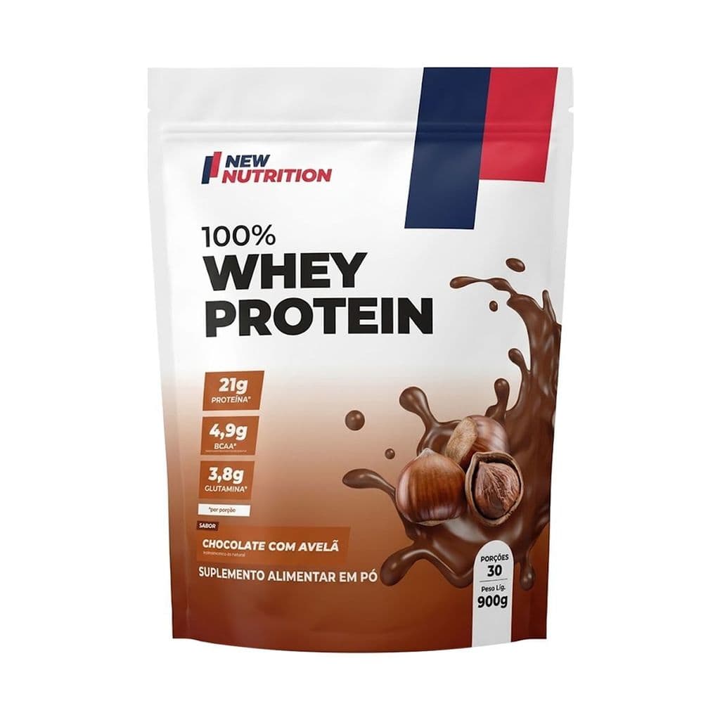100% Whey Protein - 900g Refil Sabor Chocolate com Avelã - NewNutrition