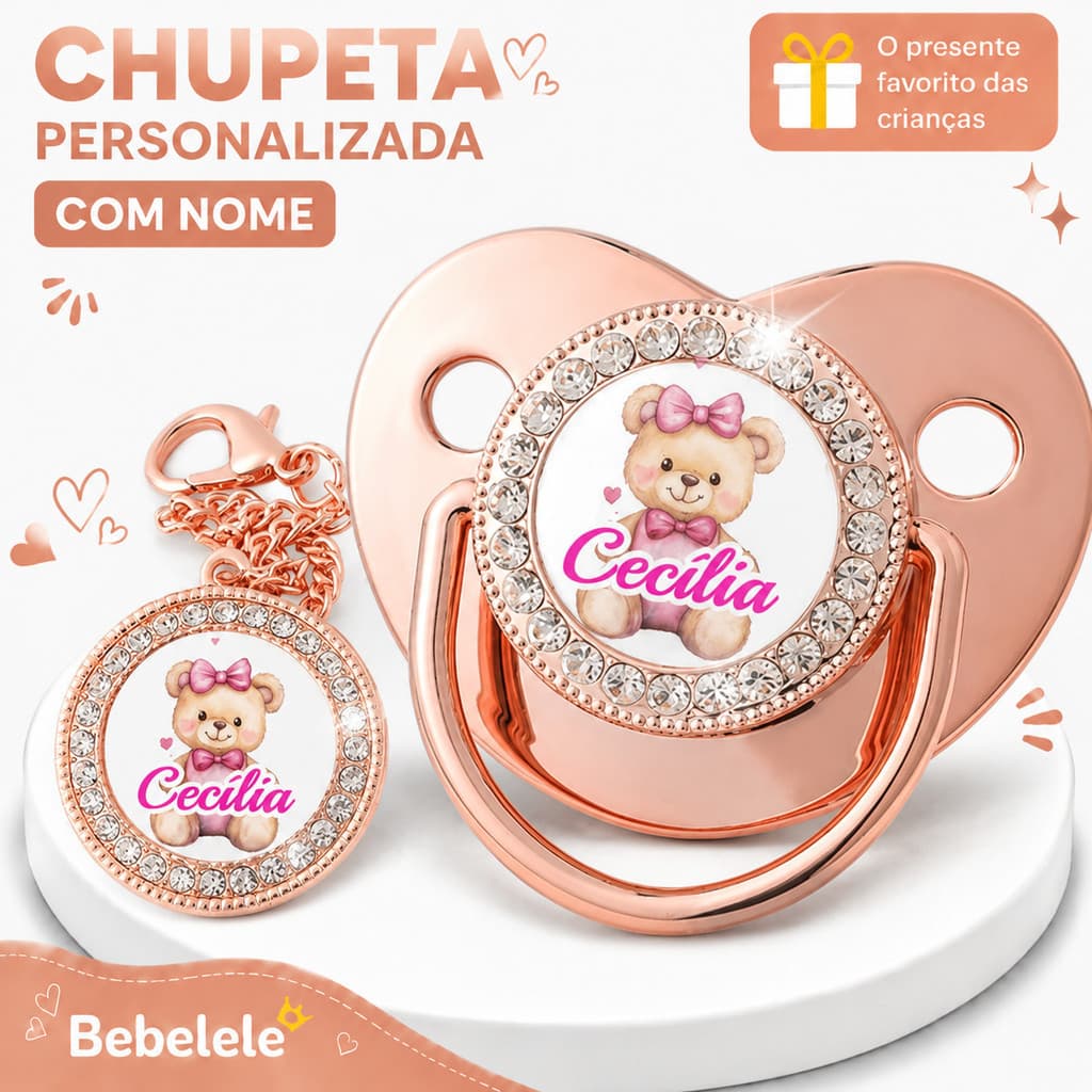 Chupeta plana para bebês, personalizada com nome/foto, vem com chupeta/clip/corrente/fecho#359