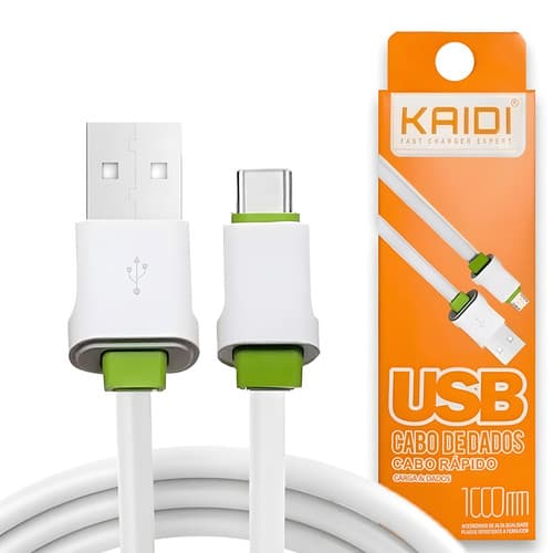 Cabo Carga Carregamento Carregador Rápido USB Conector Celular Kaidi Type-c 1m