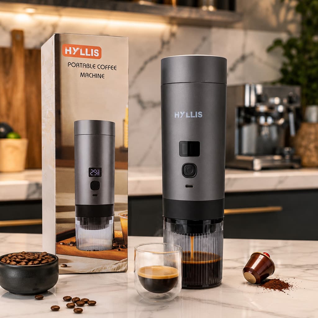 Cafeteira Portátil 3 em 1 Elétrica Recarregável HYLLIS Café Expresso em Qualquer Lugar