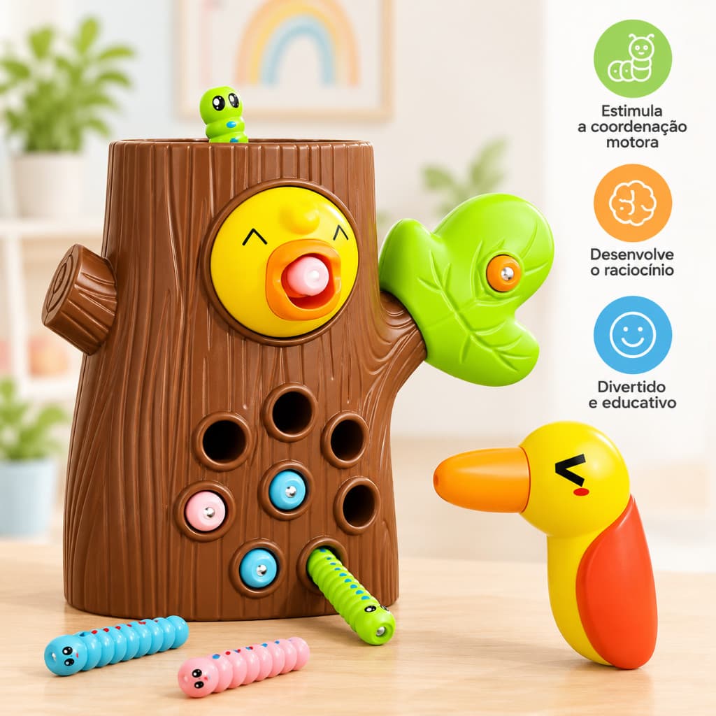 Brinquedo Educativo Pesca Minhoca Montessori Coordenação Olho Mão