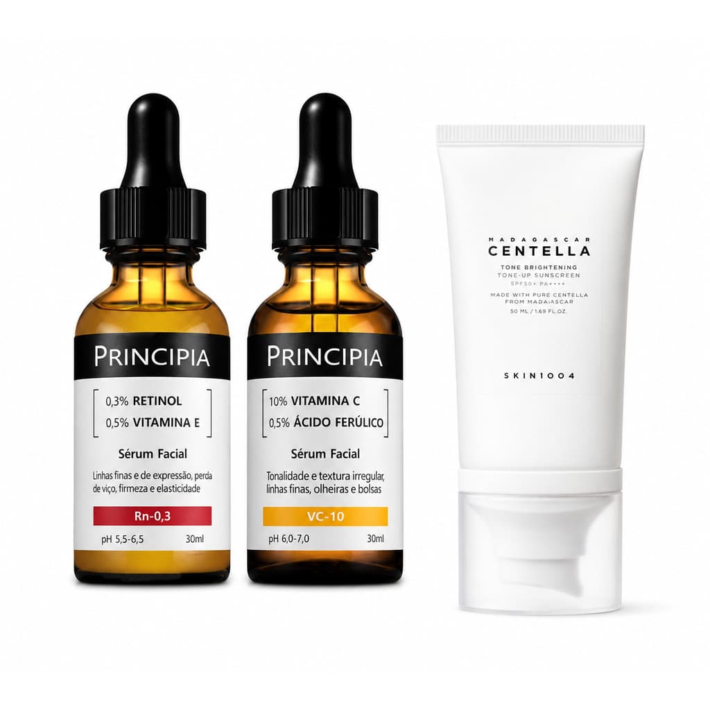 Kit Skincare Dia e Noite Vitamina C + Retinol + Protetor Solar