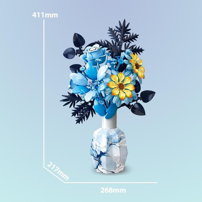 Bloco de Montar Vaso de Flor Blueberry - lego - buque - decoração