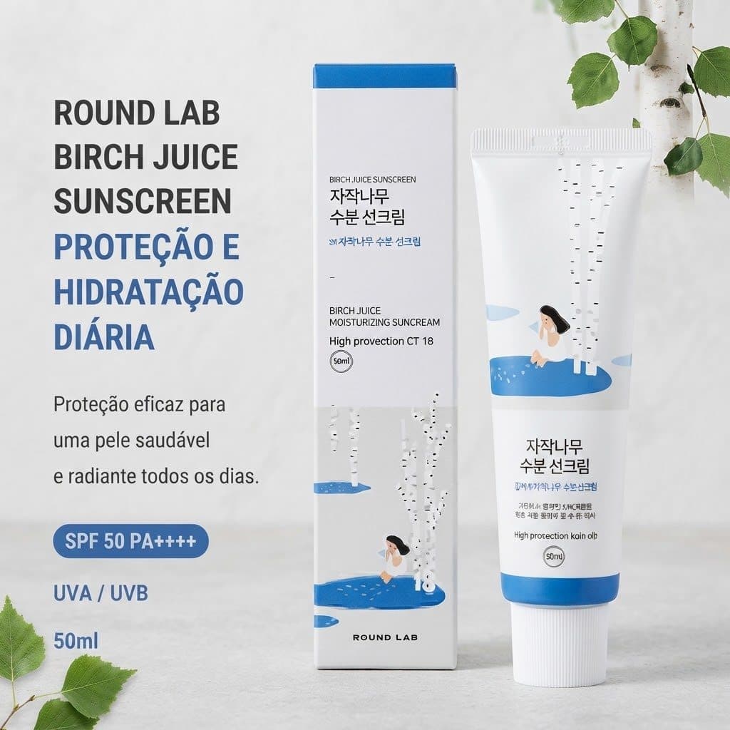 Round Lab Birch Juice Moisturizing Sunscreen 50ml SPF50 PA++++ Original | Protetor Solar Facial Coreano Hidratante