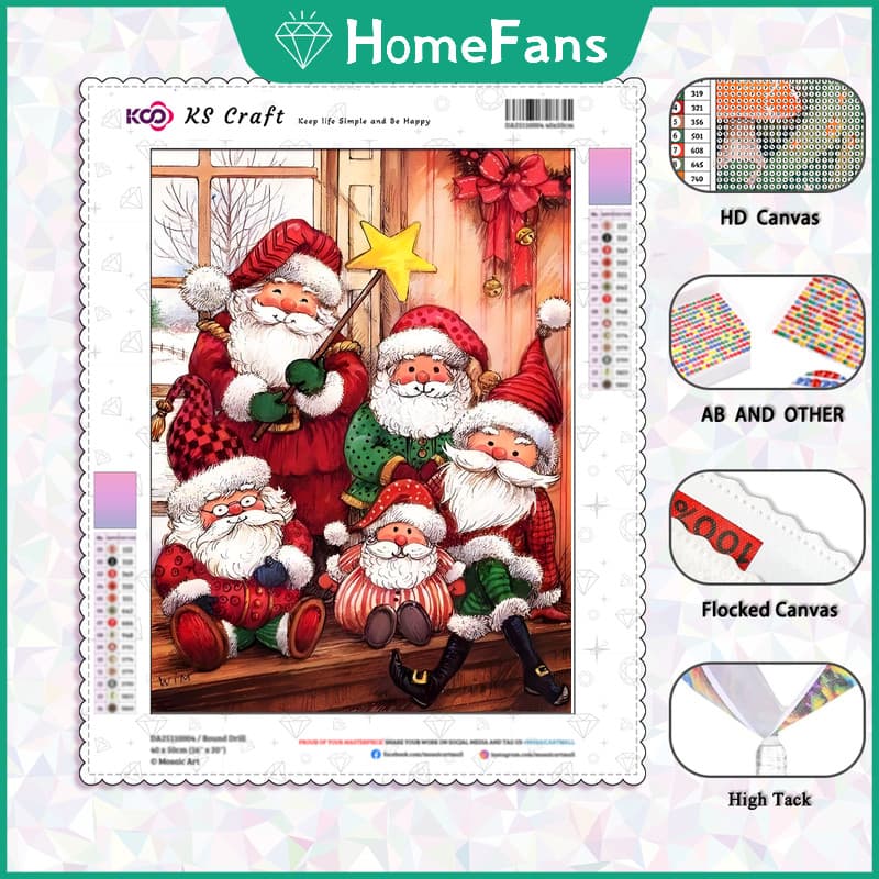 HF Atualizado Papai Noel AB Broca Tecido Flocado DIY 5D Pintura Diamante Cheio De Bordado Arte Cristal Decoração De Casa