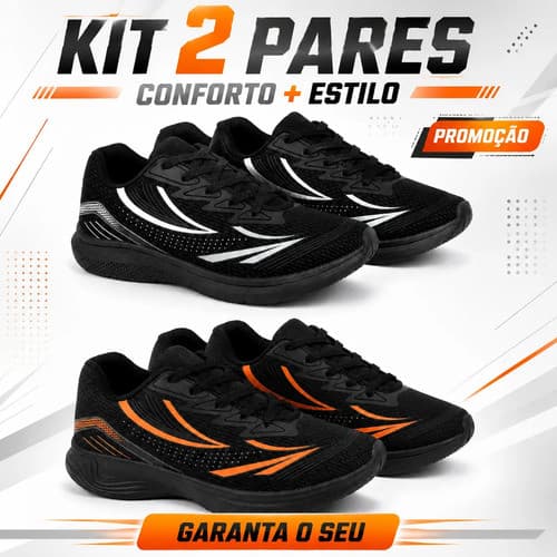Kit 2 Pares De Tênis Masculino Dia A Dia Esportivo Academia