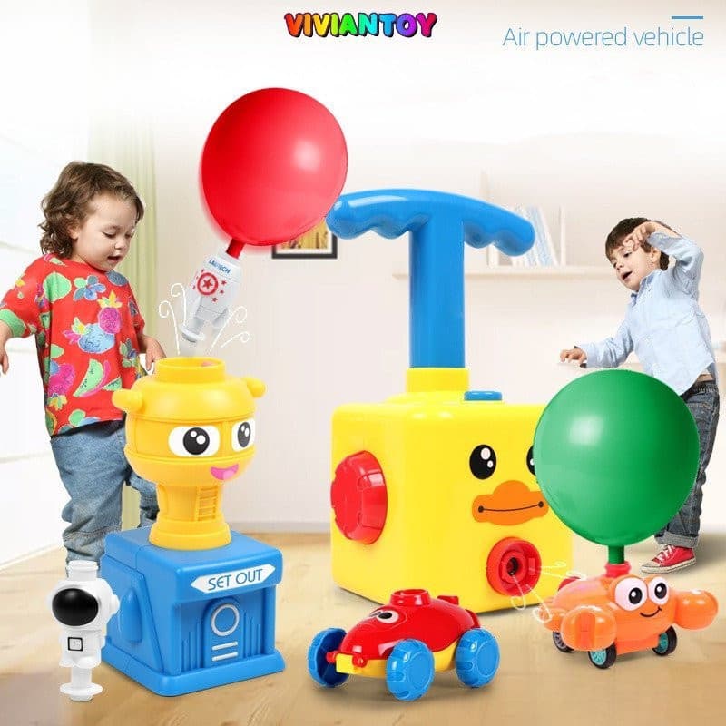 Carro movido a balão inercial infantil, brinquedos de torre de balão tipo Push, brinquedos educativos educativos, adequa