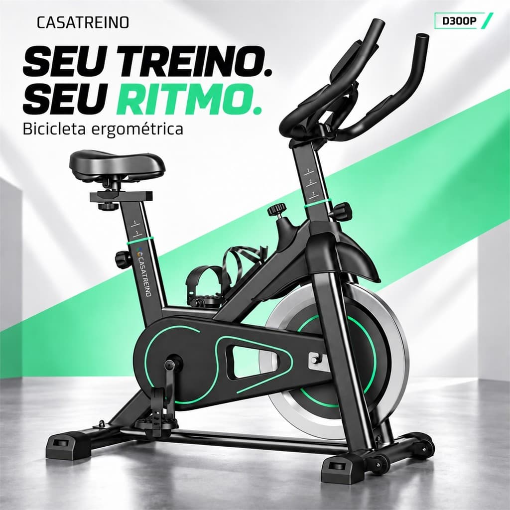Bicicleta Ergométrica Spinning Super Silenciosa com Volante de 15kg CASATREINO para Academia em Casa